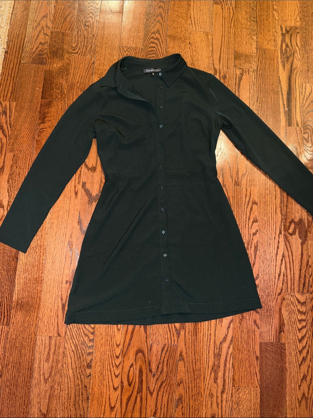 Dynamite Long-Sleeve Button Front Shirt Dress